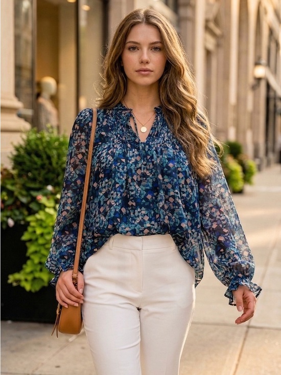 Miley & Molly Tops - Miley + Molly Navy Floral Blouse